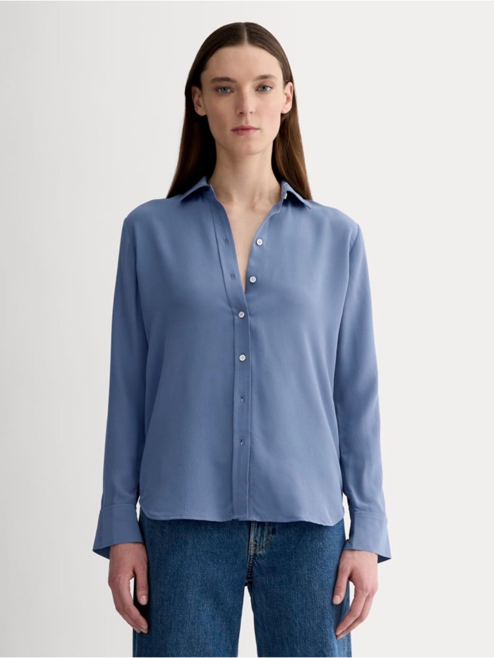 Everlane Navy Button-Front Dress Shirt